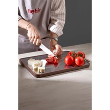 Nehir Dublin Paslanmaz Çelik ve Abanoz Çift Taraflı Kesme Tahtası, 35 x 45 Cm, Kahverengi Gri