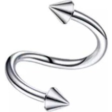 Mey İthalat Unisex Gümüş Cerrahi Çelik Spiral Model Sivri Uçlu Helix Kıkırdak Piercing, Gri