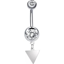 Mey İthalat Cerrahi Çelik Üçgen Sallantılı Göbek Piercing, Gümüş