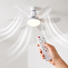 Coverzone 40W Tavan Tipi Fan Uzaktan Kumandalı LED Aydınlatmalı 52 cm Pervane 3 Kademeli Hız Aya