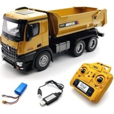 Huına 1582 1/14 10 Kanal Full Metal Rc Model Profesyonel Uzaktan Kumandalı Damperli Kamyon Iş Mak