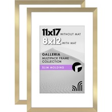 Americanflat 11X17 Resim Çerçevesi 2 Inç Altın Seti - Mat Veya 11X17 Çerçeve ile 8X12 Resim Ç