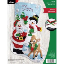 Mey İthalat Bucilla Keçe Aplike Noel Çorabı, Noel Baba'nın Buluşması, 45,72 Cm, Kumaş