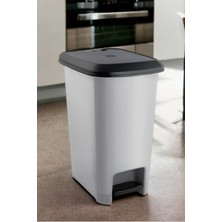 Melkan Home Slim Pedallı Çöp Kovası 60 Litre & Büyük Boy Pedallı Çöp Kovası Gri Metalik gr