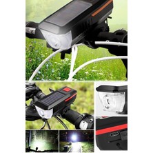 3 Modlu Elektriksiz Şarjlı Bisiklet Farı ve Kornası Seti 120 Desibel Uzun Mesafe LED Işık