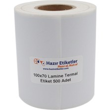 Al Hızlı Al Lamine Termal Etiket 100MM x 70MM Ruloda 500 Adet 40MM Çapında Direk Termal Transfer