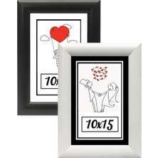 10X15-2'LI Fotoğraf Çerçevesi Siyah-Beyaz Modern Ofis Sanat Ev Home Dekoratif Çerçeve Özc-01-S