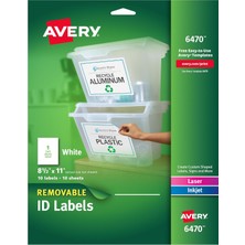 Avery Beyaz Çıkarılabilir Çok Amaçlı Etiketler, 20 x 25 Cm, Beyaz, 10'lu Paket (06470)
