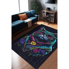 Tenas Gamer Halısı Şönil Pamuk Tabanlı Kaymaz Yıkanabilir Gaming Oyuncu Odası Halısı 100X15