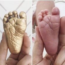 Küçük Izler Aljinat ile 3 Boyutlu Bebek Ayak Izi Heykeli Kalıp Seti Altın