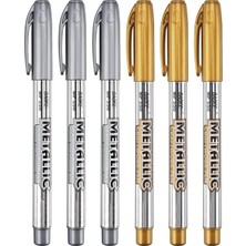 Aputue Metal Boya Kalemi Metal Crayon, 6 Pcs Altın ve Gümüş Su Geçirmez Işaretleyici, Hızlı