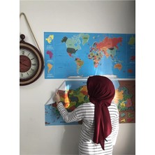 Dekoratif Tablo Eğitici Türkiye ve Dünya Haritası Set Çocuk Duvar Yazı Tahtası Kağıt Tahta