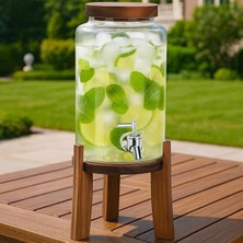 Akasya Standlı Cam Sebil 5l Musluklu Soğuk Içecek Dispenseri Limonata, Detoks Suyu, Meyve Aromal