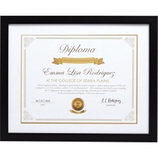 Kate &amp; Milo Diploma Çerçevesi, Klasik Belge ve Sertifika Ekran Çerçevesi, Beyaz Mat Siyah, M