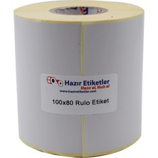 Kuşe Etiket 100MM x 80MM Ruloda 500 Adet 40MM Kuka Çapında Baskısız Barkod Yazıcı Etiketi