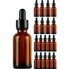 Afracam Amber 20 ml Metal Siyah Sızdırmaz Kapaklı Dropper Damlalık Cam Şişe 18 Adet