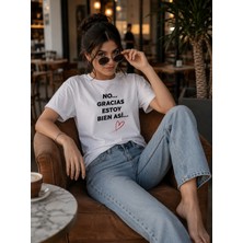 DEFAS Espirili BASKILAR-BEYAZ-%100 Pamuk-Regular-Bisiklet Yaka-Trend T-Shirt