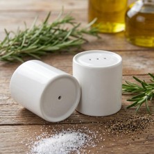 Li Porselen Tuzluk ve Karabiberlik Seti - Minimalist Beyaz Seramik Sofra Tipi Baharatlık Takımı M