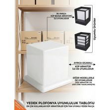 Econa Küp Bahçe Armatür Yedek Plafonyası - Izgaralı Küp Aplik Uyumlu Beyaz Yedek Cam (Plastik)