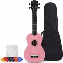 Soprano Ukulele Seti, 4 Telli Abs Pembe Ukulele, Kılıf ve Pena Dahil, Başlangıç Seviyesi Müzik