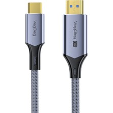 Type-C To HDMI Kablo 8k 60Hz 4K 240Hz Hdr 3D 48GBPS Örgülü Usb-C To HDMI Kablo 2 Metre