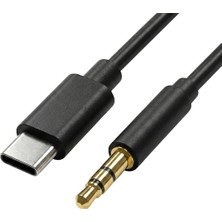 Type-C To 3.5mm Aux Kablosu, Telefon ve Laptop Uyumlu, Araba Sesi, Hoparlör ve Kulaklık Için Siya