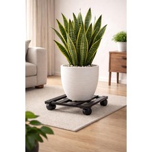 Tekerlekli Saksılık Metal Hareketli Çiçek Standı 30 x 30 cm Saksı Altlığı Holtech