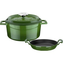 Lava Yuvarlak Döküm 24CM Trendy Serisi Tencere & Döküm 20CM Sahan Set - Şef Standartlarında Pr