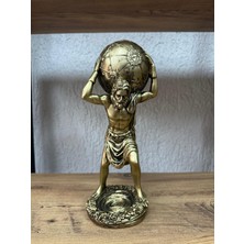 Tunç Hediyelik Atlas Biblo Dünya Mitolojik Heykel Dekoratif Hediye 29CM