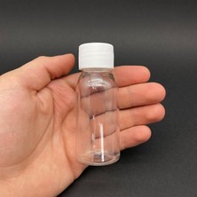 Mey İthalat 50 cc Sert Plastik Şişe - Beyaz Kapaklı- 50ML Kapaklı Pet Şişe- x 10 Adet