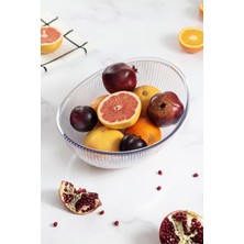 Bezos Akrilik Barok Şeffaf Büyük Oval Meyve & Salata Kasesi & Karıştırma Kabı / 3,3 Lt (Cam Değildir)
