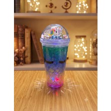 Bezos Işıklı Unicorn Tasarımlı Rgb LED Pipetli Bardak - Renk Değiştiren Sihirli Kupa