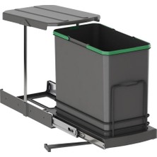 Mey İthalat Starax Tls. Raylı Plastik Gövde Çöp Kovası 24 Lt.-Antrasit Gri Tek Ebat Zsx S-2571-A