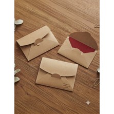 Orbak Kağıt Premium Kraft Zarf ve Kırmızı Not Kartı Seti 50’li | 50 Adet Mini Zarf + 50 Adet 5x9 cm Not Kartı