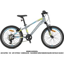 Kron Xc 75 - 24 Mtb - 13' - 21 Vites -V.brake - Nardo Gri/neon Sarı-Siyah-Mavi
