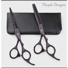 Mey İthalat Purple Dragon Profesyonel 6 Inch~17 cm Berber Kuaför Makas Seti (Düz ve Ara Makas)
