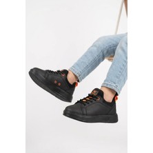 Walkway Siyah-Turuncu Lastik Bağcıklı Comfort Rahat Tabanlı Erkek Çocuk Sneaker Balase F