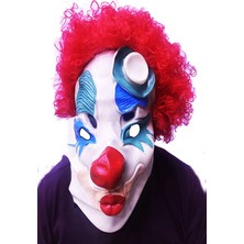 Kuzgun Ticaret Kırmızı Renk Afro Bonus Peruklu Palyaço Lateks Et Maske