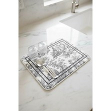 Aymira Home Bulaşık Kurutma Matı Kurulama Bezi Örtüsü Tezgah Üstü Emici Bulaşıklık Fransız Köylü Desen 40X50 cm