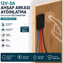 Melko Ahşap Arkası 12V DC Dokunmatik Gizli Anahtar – 5A (60W) | Dimmer Özellikli