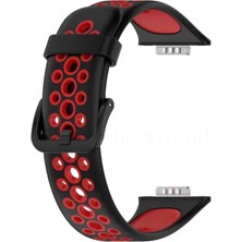 Bezos Watch Fit 2 Spor Delikli Kordon - Siyah-Kırmızı