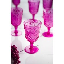 Bezos Akrilik Pembe 6'lı Kadeh & Su Meşrubat Kahve Yanı Bardağı 450 ml ( Cam Değildir )