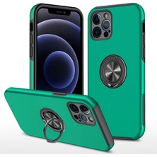Royaleks Apple Iphone 12 Pro Max Kılıf Elit Yüzüklü Kapak - Yeşil