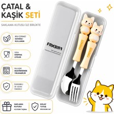 Jojobebek Sarı Renk Figürlü Premium Çocuk Bpa Free Paslanmaz Çelik Uçlu Çatal-Kaşık Set 24+ Ay