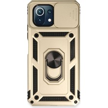 Royaleks Xiaomi Mi 11 Lite Kılıf Pars Lens Yüzüklü Silikon - Gold
