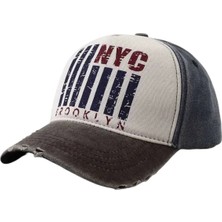 Uniquetrenders Unisex Eskitme Nyc Brooklyn Nakışlı Ayarlanabilir Beyzbol Kep Şapka