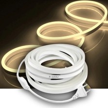 Burul 5 Metre Gün Işığı Neon Şerit LED Fişli 220V Esnek Dış Mekan, Bahçe, Açık Alan Dekoratif Aydınlatma