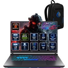 Asus Rog Strix G16 Amd Ryzen 9 8940HX 64 GB Ddr5 1 Tb SSD Rtx 5050 8gb 16'' Wuxga IPS 165Hz Windows 11 Pro Oyuncu Dizüstü Bilgisayar G614PH-RV056RNRNP22