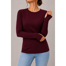 Ozk Uzun Kol Likralı Body Bordo
