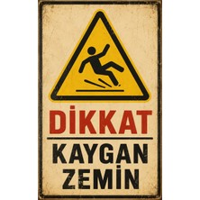 Lucena Retro Dikkat Kaygan Zemin Metal Tabela Dekoratif Uyarı Levhası